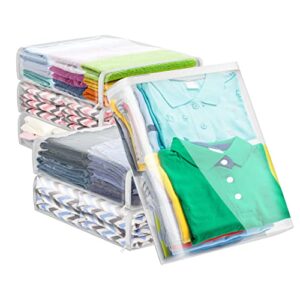 houseables plastic storage bags, zipper case, clear, 18" x 15", 5 pack, vinyl, moth proof, for blanket, linen, sweater, bed sheet, quilt, clothes, pillow, comforter, foldable