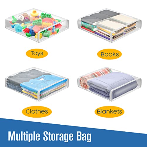 Houseables Plastic Storage Bags, Zipper Case, Clear, 18" x 15", 5 Pack, Vinyl, Moth Proof, for Blanket, Linen, Sweater, Bed Sheet, Quilt, Clothes, Pillow, Comforter, Foldable