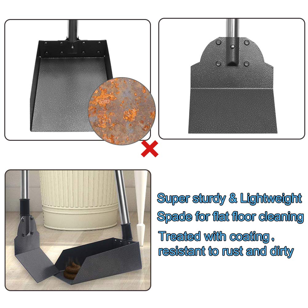 SCENEREAL Dog Poop Scooper - Tray & Spade Set, Metal Pooper Scooper for Large and Small Dogs, Pet Waste Removal Scoop with No Bending Detachable Handle for Yard