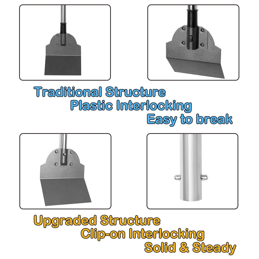 SCENEREAL Dog Poop Scooper - Tray & Spade Set, Metal Pooper Scooper for Large and Small Dogs, Pet Waste Removal Scoop with No Bending Detachable Handle for Yard