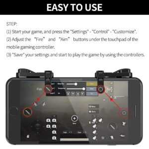 【1 Pair】 IFYOO Z108 Mobile Gaming Controller Compatible with PUBG Mobile/Fortnitee Mobile/Call of Duty Mobile, Sensitive Shoot and Aim Trigger L1R1 Compatible with Android & iPhone