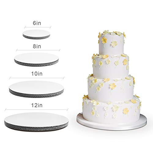 Cake Boards, White Round Cake Circle Base - 6,8,10 and 12 inch, 5 of Each Size