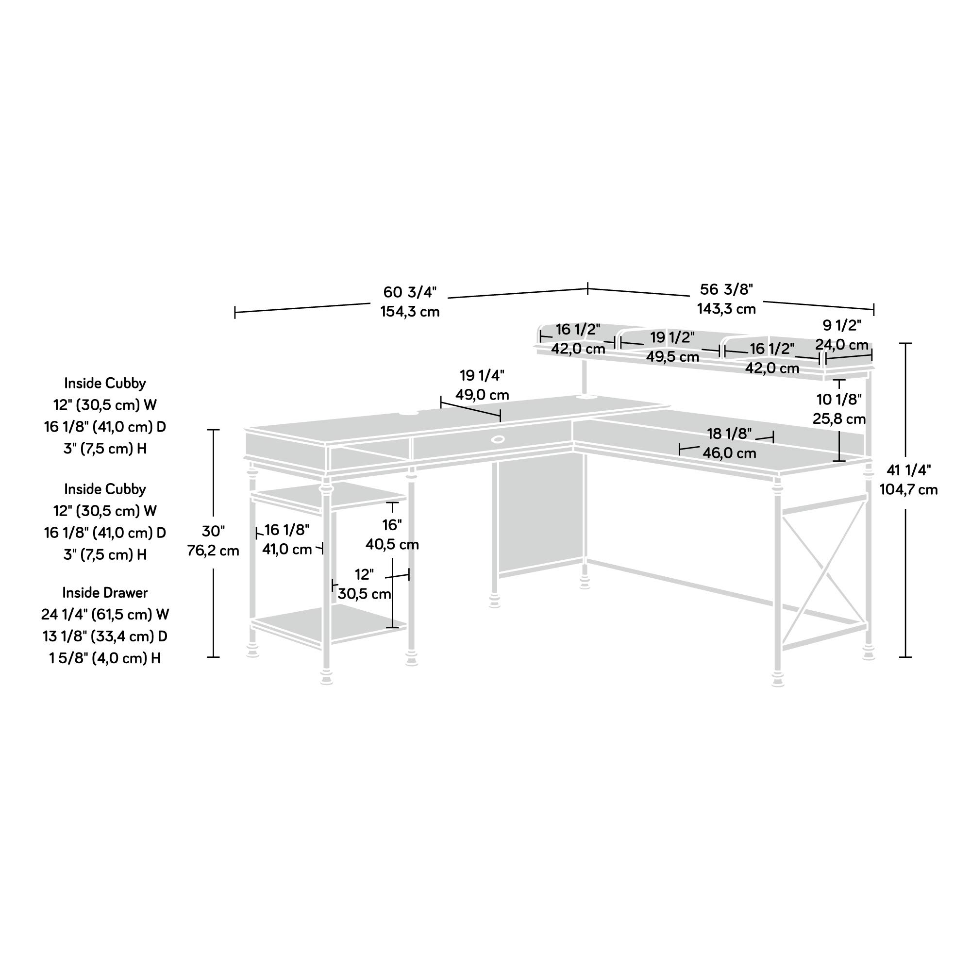 Sauder Canal Street L-Shaped Desk, Coastal Oak finish