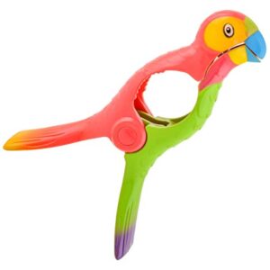 O2COOL Bocaclips - Beach Towel Clips for Beach Chairs, Patio and Pool Accessories Clothes Pins or Bag Clips - (Parrot) 4 Clips