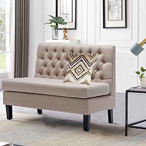 TONGLI Modern Settee Bench Banquette loveseat Sofa Button Tufted Fabric Sofa Couch Ding Bench Chair 2-Seater