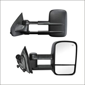 perfit zone towing mirrors replacement fit for 2014-2018 silverado sierra, power heated, w/o signal,black (pair set)