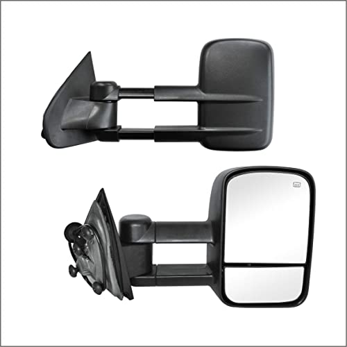 Perfit Zone Towing Mirrors Replacement Fit for 2014-2018 SILVERADO SIERRA, POWER HEATED, W/O SIGNAL,BLACK (PAIR SET)