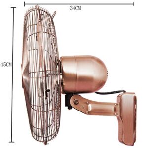 16-inch Metal Retro Wall Fan, Swinkz Mechanical / Remote Control Wall-mounted Fan, 3 Speed, Shaking Head, 100W, Retro Copper ( Color : Remote control )