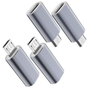 jxmox usb c to micro usb adapter, (4-pack) type c female to micro usb male convert connector support charge data sync compatible with samsung galaxy s7 s7 edge, nexus 5 6 and micro usb devices(grey)