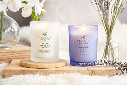 Chesapeake Bay Candle Scented Candles, Serenity + Calm (Lavender Thyme) & Peace + Tranquility (Cashmere Jasmine), Medium (2-Pack), 2 Count