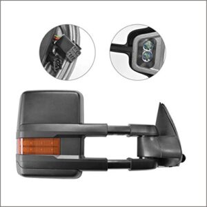 Perfit Zone Towing Mirrors Replacement Fit for 1999-2002 SILVERADO SIERRA, W/HEATED,W/AMBER SIGNAL,Clearance Lamp,BLACK (PAIR SET)