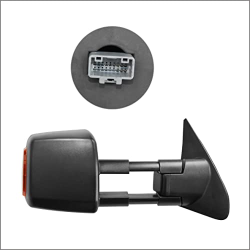 Perfit Zone Towing Mirrors Replacement Fit for 2007-2017 TUNDRA, SEQUOIA, POWER HEATED ,W/AMBER SIGNAL,BLACK (PAIR SET)