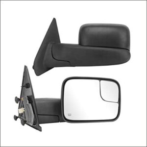 perfit zone towing mirror replacement fit for 2002-2009 ram pair powered heated without signal black
