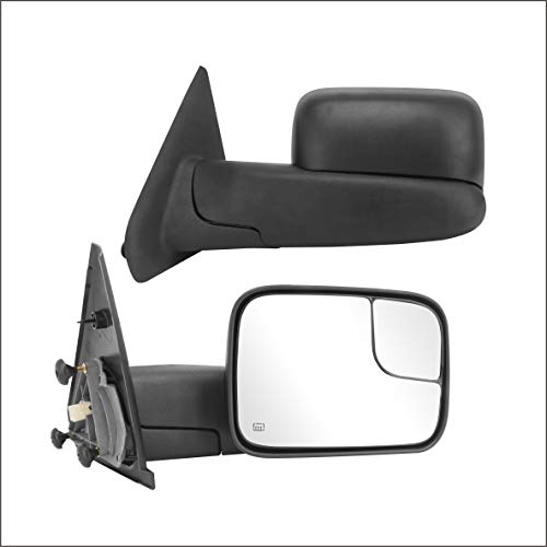 Perfit Zone TOWING MIRROR Replacement Fit For 2002-2009 RAM PAIR POWERED HEATED Without SIGNAL BLACK