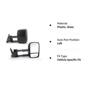 Perfit Zone Towing Mirrors Replacement Fit for 1988-2000 SILVERADO SIERRA, MANUAL,W/O HEATED, W/O SIGNAL,BLACK (PAIR SET)