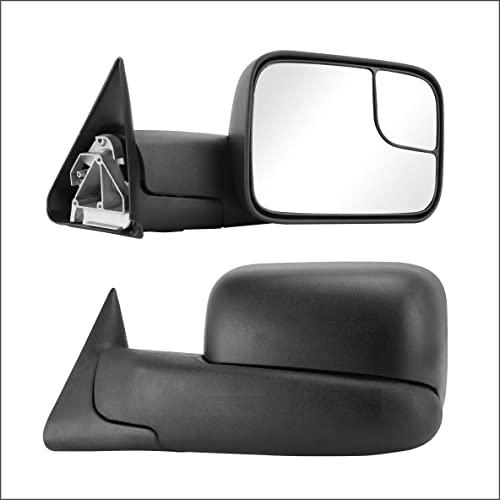 Perfit Zone TOWING MIRROR Replacement Fit For 1994-2002 RAM PAIR MANUAL, Without HEATED Without SIGNAL Manual Black