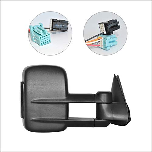 Perfit Zone Towing Mirrors Replacement Fit for 2003-2007 SILVERADO SIERRA, POWER HEATED, W/SMOKE SIGNAL,BLACK (PAIR SET)