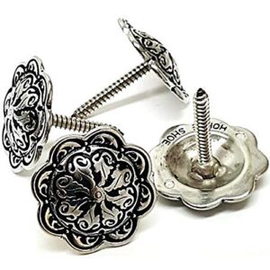 1 1/2" western saddle accented silver floral screw in conchos 4 pack