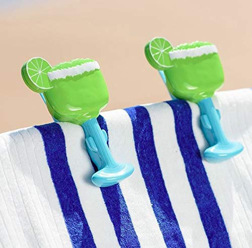 O2COOL Bocaclips - Beach Towel Clips for Beach Chairs, Patio and Pool Accessories Clothes Pins or Bag Clips - (Margarita) 4 Clips