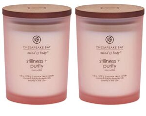 chesapeake bay candle scented candles, stillness + purity (rose water), medium (2-pack), 2 count