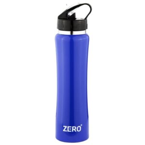 zero degree stainless steel water bottle with straw and leak proof lid, vacuum insulated double wall sport bottle keeps drinks cold for 12 hours (18oz blue)