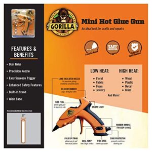 Gorilla Dual Temp Mini Hot Glue Gun, (Pack of 1)