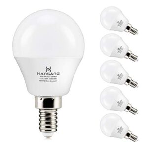 hansang 6 watt (60w equivalent) led bulbs,e12 small base candelabra round light bulb,600 lumen,warm white 2700k,a15 led bulb globe shape,non dimmable,g45 ceiling fan light bulbs (6 pack)