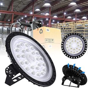 LED High Bay Light 100W, 10000LM UFO LED High Bay Light, 6000K High Bay LED Lights, IP54 Warehouse LED Lights Commercial Warehouse Area Light, Bay Lights-Bay Lighting for Garage Factory Workshop Gym