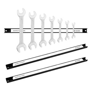 navaris set of 3 magnetic tool holder rack - 18 inch heavy duty garage wall holder strip for tools - tool bar with magnet for screwdriver, wrench