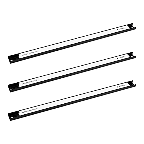 Navaris Set of 3 Magnetic Tool Holder Rack - 18 Inch Heavy Duty Garage Wall Holder Strip for Tools - Tool Bar with Magnet for Screwdriver, Wrench