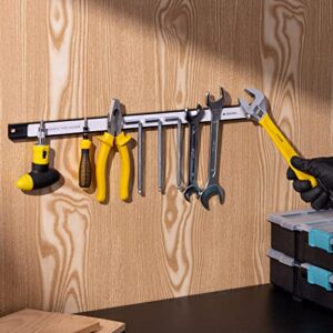 Navaris Set of 3 Magnetic Tool Holder Rack - 18 Inch Heavy Duty Garage Wall Holder Strip for Tools - Tool Bar with Magnet for Screwdriver, Wrench