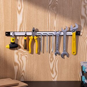 Navaris Set of 3 Magnetic Tool Holder Rack - 18 Inch Heavy Duty Garage Wall Holder Strip for Tools - Tool Bar with Magnet for Screwdriver, Wrench