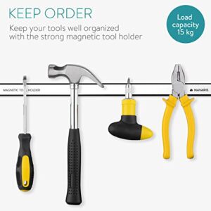 Navaris Set of 3 Magnetic Tool Holder Rack - 18 Inch Heavy Duty Garage Wall Holder Strip for Tools - Tool Bar with Magnet for Screwdriver, Wrench