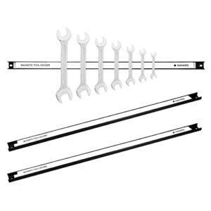 navaris set of 3 magnetic tool holder rack - 24 inch heavy duty garage wall holder strip for tools - tool bar with magnet for screwdriver, wrench