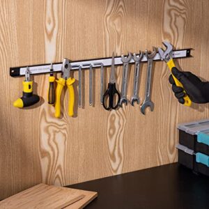 Navaris Set of 3 Magnetic Tool Holder Rack - 24 Inch Heavy Duty Garage Wall Holder Strip for Tools - Tool Bar with Magnet for Screwdriver, Wrench