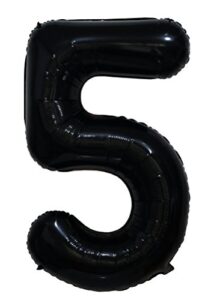 tellpet black number 5 balloon, 40 inch