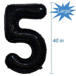 Tellpet Black Number 5 Balloon, 40 Inch