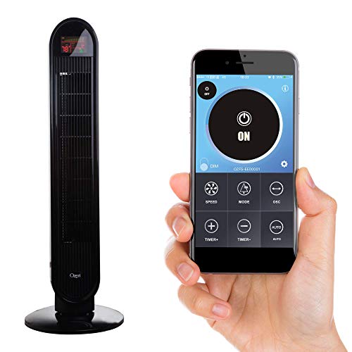 Ozeri 360 Oscillation Tower Fan with Bluetooth and Micro-Blade Noise Reduction Technology, Black