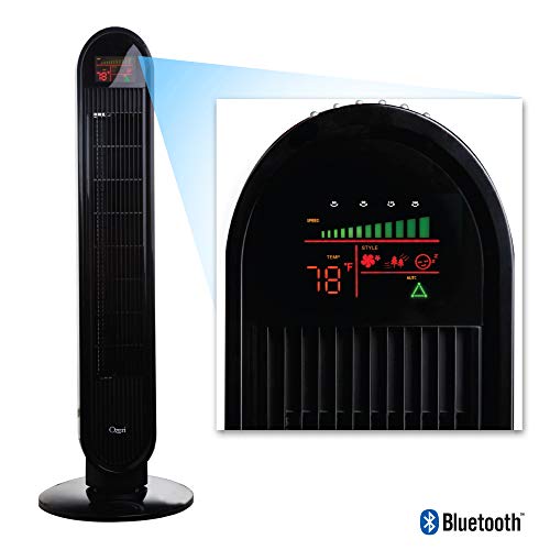 Ozeri 360 Oscillation Tower Fan with Bluetooth and Micro-Blade Noise Reduction Technology, Black