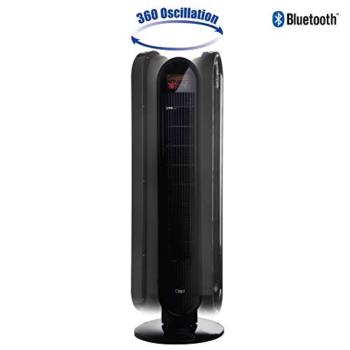 Ozeri 360 Oscillation Tower Fan with Bluetooth and Micro-Blade Noise Reduction Technology, Black