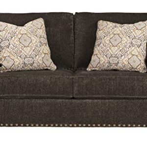 Signature Design by Ashley Stracelen New Traditional Loveseat with Nailhead Trim, Dark Brown