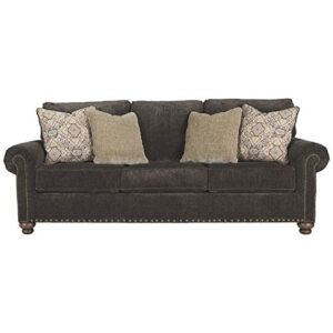 signature design by ashley stracelen new traditional sofa with nailhead trim, dark brown