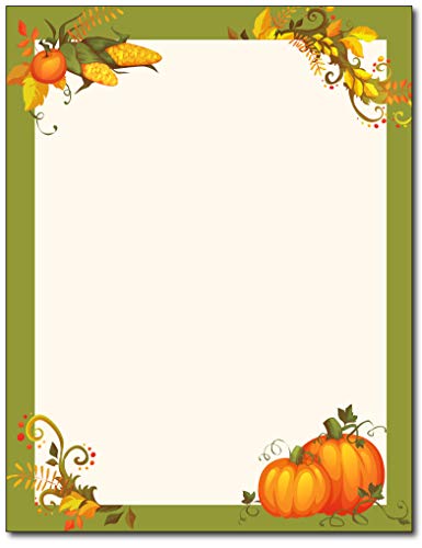 Thanksgiving Harvest Border Stationery - 80 Sheets