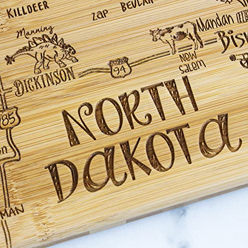 Totally Bamboo Destination North Dakota State Shaped Serving and Cutting Board, Includes Hang Tie for Wall Display