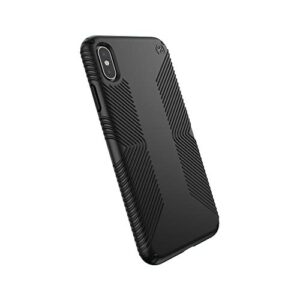 speck presidio grip iphone xs max case - slim fit, silicone, black/black
