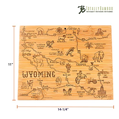 Totally Bamboo Destination Wyoming State Shaped Serving and Cutting Board, Includes Hang Tie for Wall Display