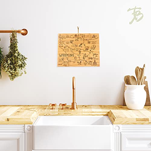 Totally Bamboo Destination Wyoming State Shaped Serving and Cutting Board, Includes Hang Tie for Wall Display