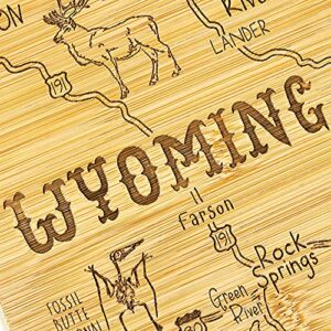 Totally Bamboo Destination Wyoming State Shaped Serving and Cutting Board, Includes Hang Tie for Wall Display