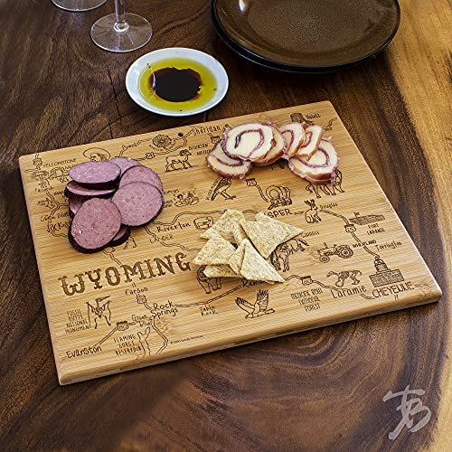 Totally Bamboo Destination Wyoming State Shaped Serving and Cutting Board, Includes Hang Tie for Wall Display