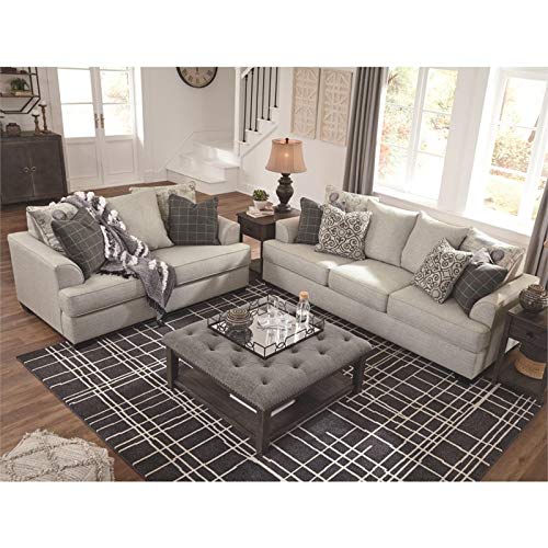 Signature Design by Ashley Velletri Chenille Stylish Loveseat with 2 Accent Pillows, Beige